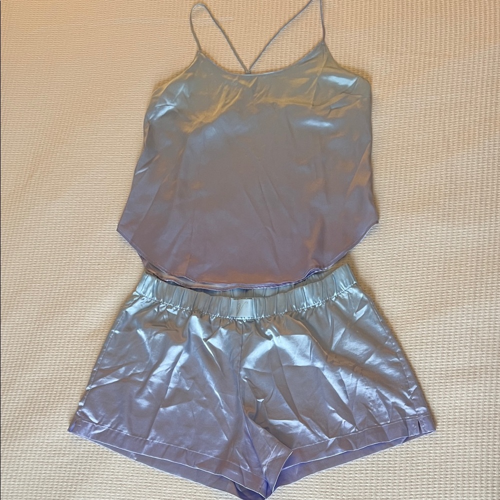 Victoria's Secret Light Blue Satin Pajama Set